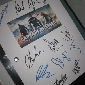 Captain American The Winter Soldier Signed Movie Film Script Screenplay X11 Chris Evans Scarlett Johansson Samuel L Jackson Robert Redford