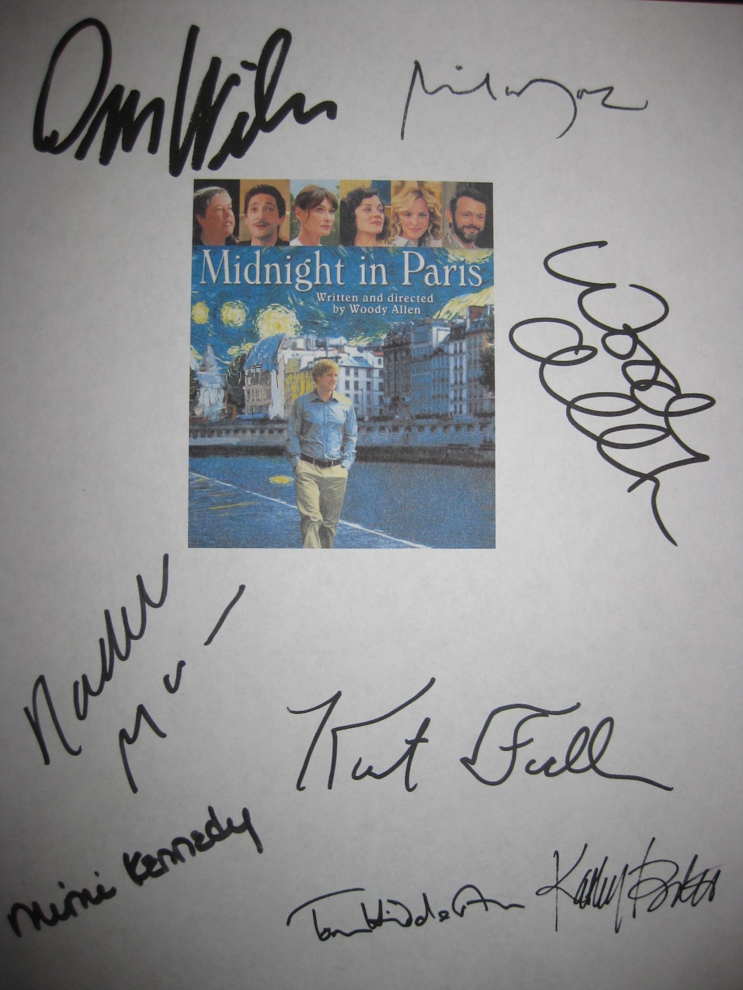 Script Hiddles Midnight in Paris Signed Film Movie Script Screenplay X7 Autograph ...