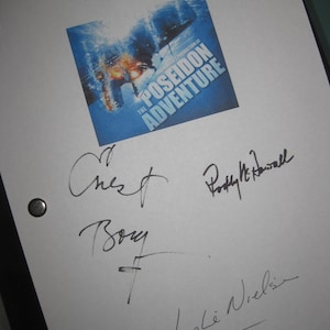 The Poseidon Adventure Signed Movie Film Script Screenplay X3 autograph Ernest Borgnine Roddy McDowall Leslie Nielsen signature 1972 gift