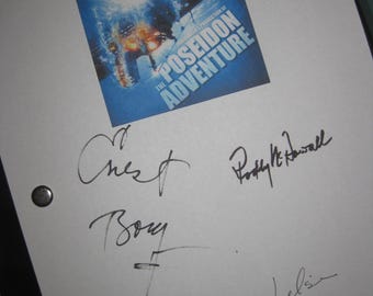 The Poseidon Adventure Signed Movie Film Script Screenplay X3 autograph Ernest Borgnine Roddy McDowall Leslie Nielsen signature 1972 gift