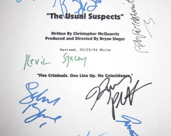 The Usual Suspects Signed Movie Film Screenplay Script  Autographs X9 Kevin Spacey Stephen Baldwin Benicio Del Toro Bryan Singer Byrne
