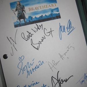 Braveheart Signed Movie Film Script Screenplay X10 Autograph Mel Gibson Sophie Marceau Patrick McGoohan Brian Cox Patrick McGoohan 1995 RPNT