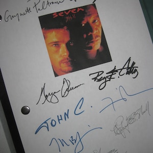 Seven Signed Movie Film Script Screenplay X10 Autograph David Fincher Morgan Freeman Brad Pitt Gwyneth Paltrow R. Lee Ermey se7en reprint RP