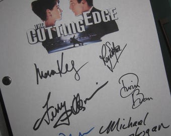 Guión de película de The Cutting Edge, firmado en 1992, con autógrafos de D.B. Sweeney, Moira Kelly, Paul Michael Glaser y Terry O'Quinn, reimpresión RP.