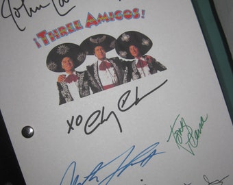 ¡Tres amigos! Guión de película firmado Guión X7 Autógrafo Steve Martin Chevy Chase Martin Corto John Landis Jon Lovitz Joe Mantegna