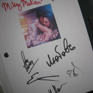 Anora Signed 2024 Film Movie Script Screenplay X7 Autographs Sean Baker Mikey Madison Yura Borisov Mark Eydelshteyn Ella Rubin reprint repr