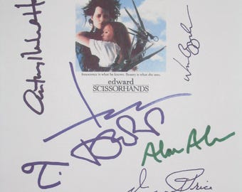 Guión de película firmado de Edward Scissorhands X8 Johnny Depp Vincent Price Tim Burton Anthony Michael Hall Winona Ryder Alan Arkin