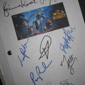The Wild Robot Signed Film Movie Script Screenplay X8 Autographs Lupita Nyong&#39;o Pedro Pascal Kit Connor Bill Nighy Stephanie Hsu Matt Berry