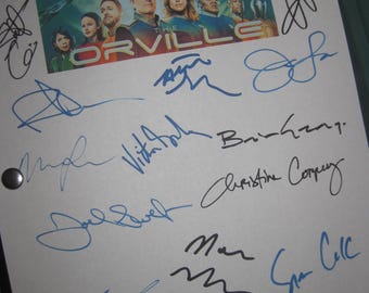 Guión piloto de televisión firmado por Orville X19 Autógrafos Jon Favreau Seth MacFarlane Adrianne Palicki Scott Grimes Norm MacDonald reprnt