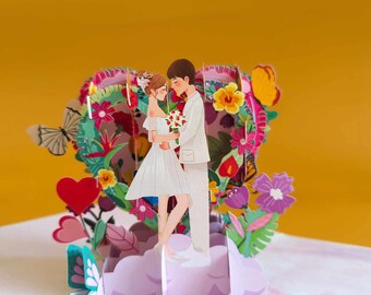 Love anniversary, wedding, proposal, love 3D pop up card