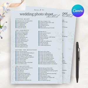 Lista zdjęć do fotografii ślubnej, lista zdjęć fotografa ślubnego, lista kontrolna zdjęć ślubnych do wydrukowania, lista zdjęć ślubnych, do wydrukowania, natychmiastowe pobranie