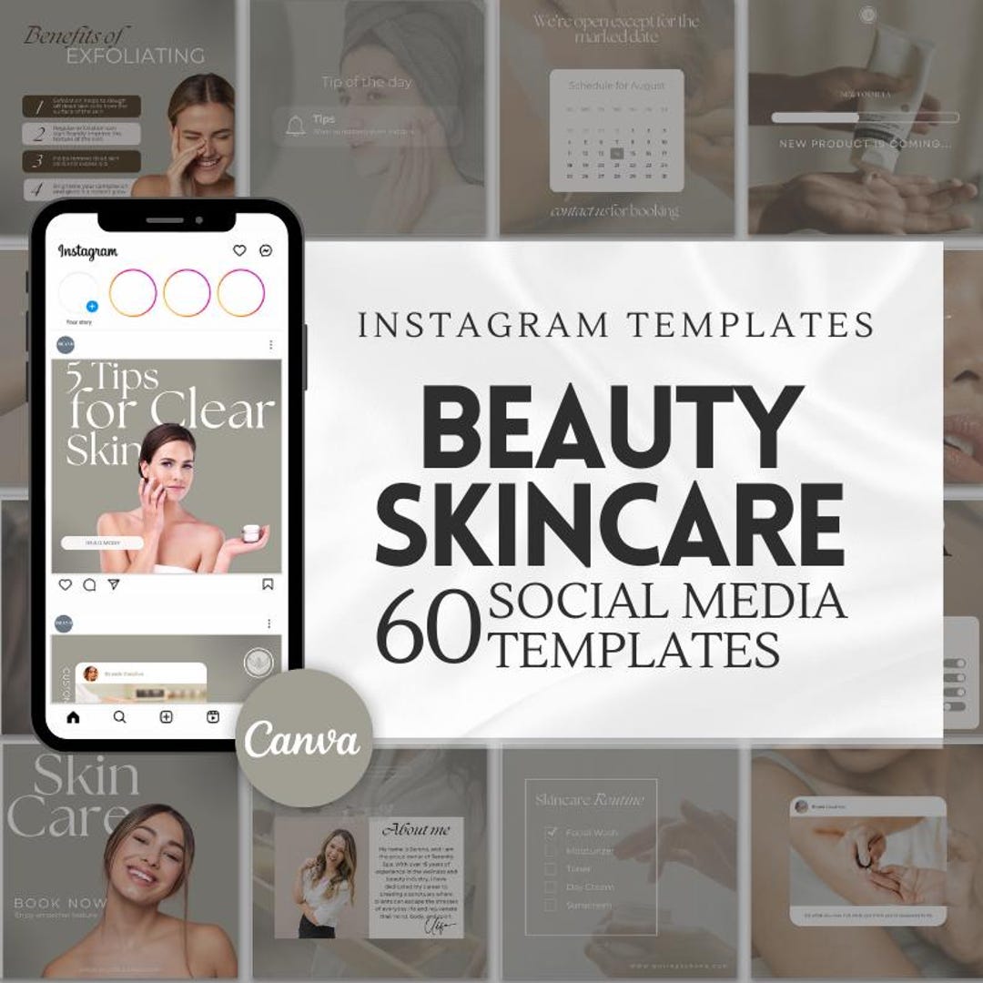 60 Beauty Skincare Instagram Post Templates | Social Media Template for ...