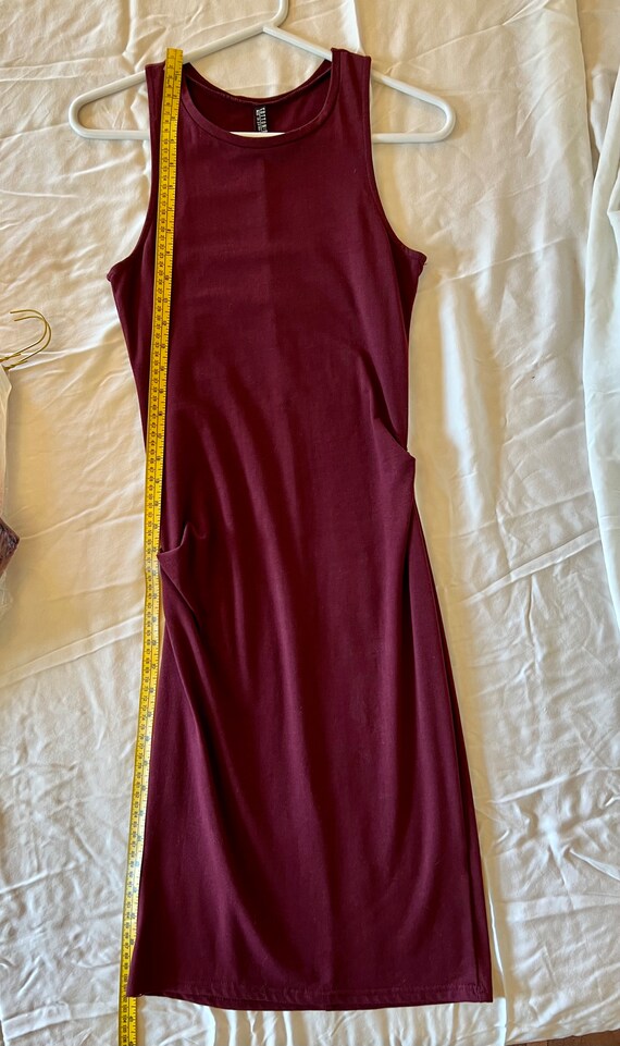 Vintage  1990s Knit Burgundy Sleeveless Dress XS - image 4