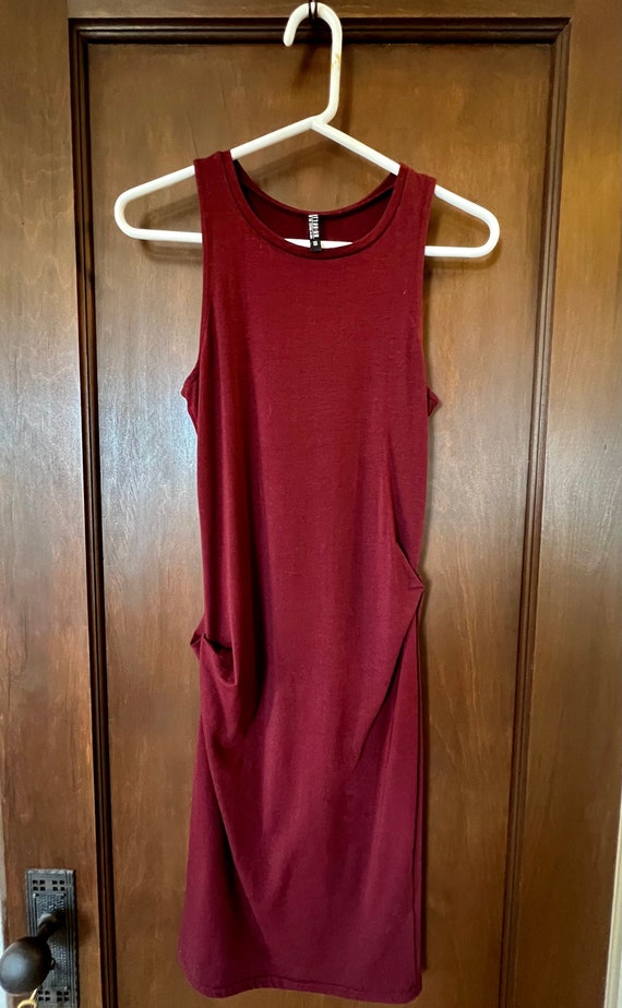 Vintage  1990s Knit Burgundy Sleeveless Dress XS - image 1