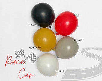 DIY Balloon Garland Kit | Red, Black, Mustard, Stone Balloon Arch Birthday Party Decor, Baby Shower, Bridal, Bachelorette, Wedding |Race Car