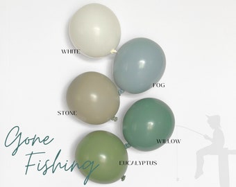 DIY Balloon Garland Kit | Green Fishing Balloon Arch Birthday Party Decor, Baby Shower, Bridal, Bachelorette, Wedding | Gone Fishing
