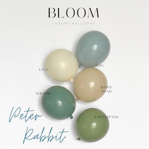 DIY Balloon Garland Kit |Fog, Willow, Eucalyptus Balloon Arch Birthday Party Decor, Baby Shower, Bridal, Bachelorette, Wedding |Peter Rabbit