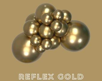 Reflex Gold Latex Balloons - Tuftex Sempertex Kalisan Premium Latex Balloons - 5", 11", 17" - Metallic Gold Balloon Clusters