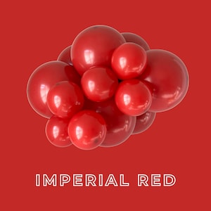 May include: A cluster of glossy, round, red objects against a solid red background. The text "IMPERIAL RED" is displayed in white at the bottom of the image. The objects vary in size, creating a visually appealing arrangement.