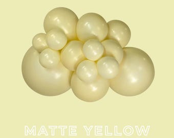 Matte Yellow Latex Balloons - Tuftex Sempertex Kalisan Premium Latex Balloons - 5", 11", 17" -  Pastel Macaron Yellow Balloon Clusters