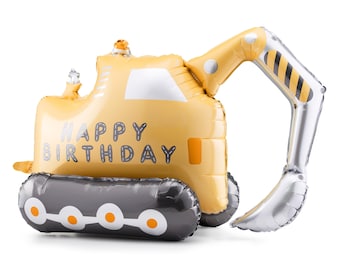 Excavator Standing Foil Balloon – Construction Truck Balloon for Kids Birthday, Digger Party & Excavator Decorations