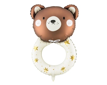 Teddy Bear Rattle Foil Balloon – Baby Shower Balloon, Newborn Party & Gender Reveal Decoration