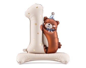 Teddy Bear First Birthday Foil Balloon – First Birthday Balloon for Baby Boy or Girl, Kids Party Decorations, Milestone Birthday