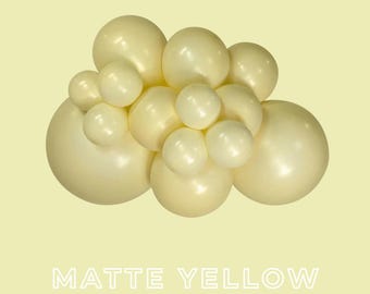 Matte Yellow Latex Balloons - Tuftex Sempertex Kalisan Premium Latex Balloons - 5", 11", 17" -  Pastel Macaron Yellow Balloon Clusters