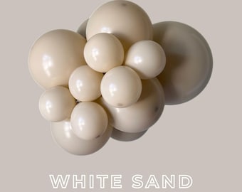 White Sand Latex Balloons - Tuftex Sempertex Kalisan Premium Latex Balloons - 5", 11", 17" -  Cream Balloon Clusters