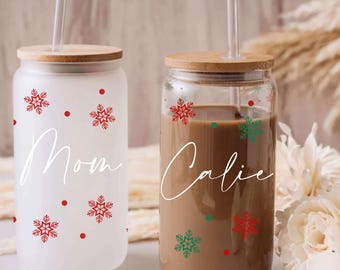 Personalized Christmas Glasses, Personalized Christmas Tumbler, Christmas Gifts for Her, Christmas Gifts for Coworkers, Gifts for Mom