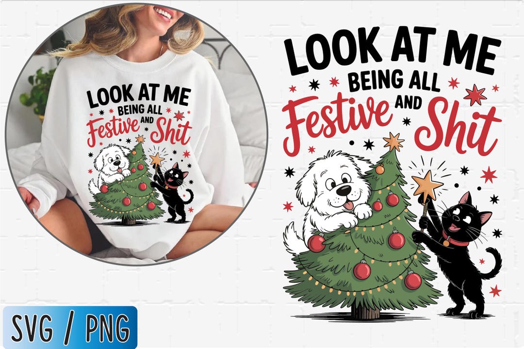 Grumpy Cat Festive SVG - Funny Christmas Digital File - Etsy