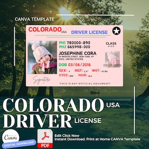 Carte d'identité de sécurité pour enfants, permis de conduire, mignon toutou pour enfants de moins de 12 ans (Colorado)