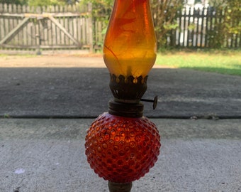 Red and Amber vintage glass lantern