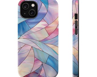 Rosa & Blått iPhone-skal med målat glas: Abstrakt geometrisk design