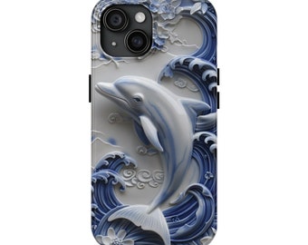 Delfin iPhone-skal: Porslinsdesign med havsliv
