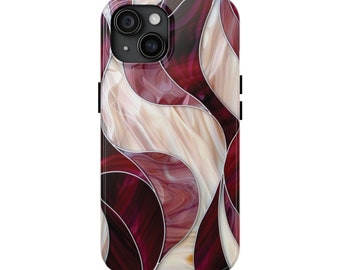Vinröd iPhone-skal med målat glas: Abstrakt konstdesign