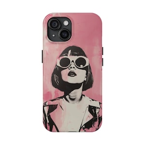Funda para iPhone Pop Art, Fundas para teléfono con gafas de sol para niñas, Funda para iPhone para niñas, Funda para iPhone con gafas de sol, Funda para teléfono para iPhone, Funda para iPhone 15 Pro Max