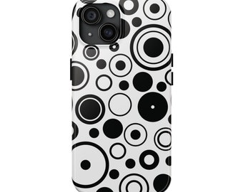 Svartvita cirklar iPhone-skal: Modern konst geometrisk design