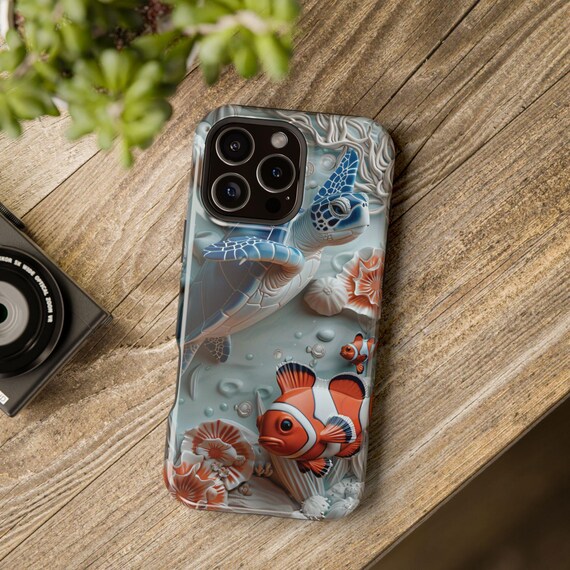 Sea Turtle iPhone Case: Porcelain Sea Life Design, Magsafe