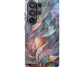 Skimrande telefonskal med målat glasblad | Abalone-stil | Stöttåligt skal