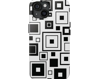 Svartvita rutor iPhone-skal: Geometrisk abstrakt konst