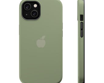 Magnetiskt iPhone-skal i salviagrönt: MagSafe-kompatibelt, matt eller glansigt