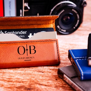 Tarjetero personalizado para hombre de negocios, estuche de cuero para tarjetas de presentación, regalo para empleados, tarjetero con nombre grabado, tarjetero, regalo corporativo
