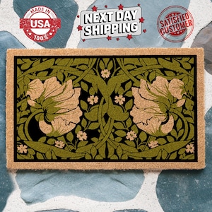 Floral Doormat, Outdoor Mat, Housewarming Gift, Printed Mat, Porch Decor, Greenery Mat, Garden Entrance Decor, Gift For Mom, Coir Mat