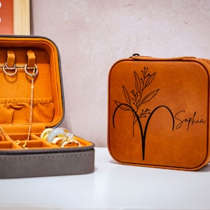 Zodiac Sign Jewelry Case, Personalized Leather Jewelry Box, Star Sign Jewelry Box, Custom Horoscope Gift, Astrology Gift, Gift For Sister