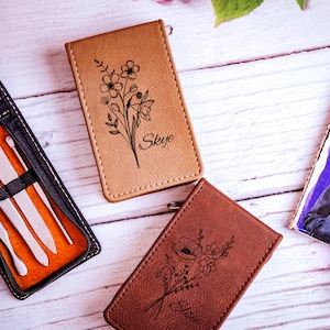 Birth Flower Manicure Set, Customized Manicure Set, Leather Manicure Set, Bridesmaid Gift, Birthday Gift, Travel Nail Kit, Manicure Set Gift