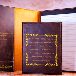 Porte-documents en cuir gravé, citation, carnet de notes en cuir personnalisé, bloc-notes rechargeable, cadeau de remise des diplômes, cadeau religieux personnalisé, verset de la Bible