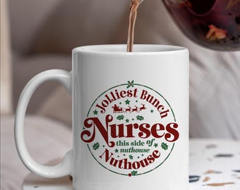 Jolliest Bunch Of This Side Of The Nuthouse Mug, Christmas Mug, Funny Coffee Mug, Holiday Gifts, Hot Chocolate Mug, Gift for Friend