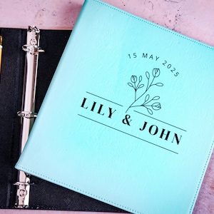 Personalized Wedding Organizer Binder, 3-Ring Binder, Wedding Planner, Custom Engagement Planner, Leather Business Binder, Engraved Binder