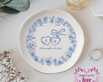Custom Locked Engagement Ring Dish, Wedding Ring Dish, Personalized Ring Dish, Gifts for Her, Engagement Ring Tray, Ring Dish Engagement
